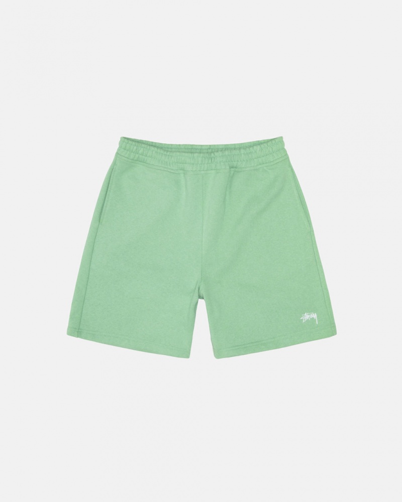 Men\'s Stussy Stock Logo Sweatshort Shorts Green Dubai | UAE PZE-7838