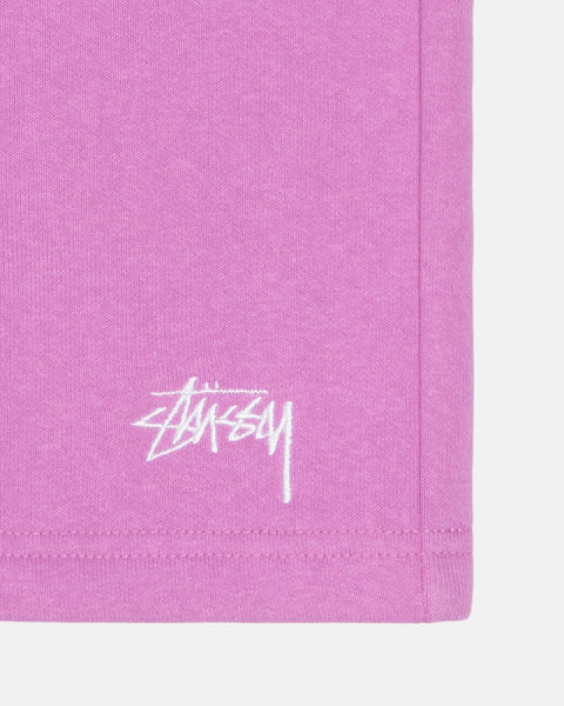 Men's Stussy Stock Logo Sweatshorts Purple Dubai | UAE NFK-9725