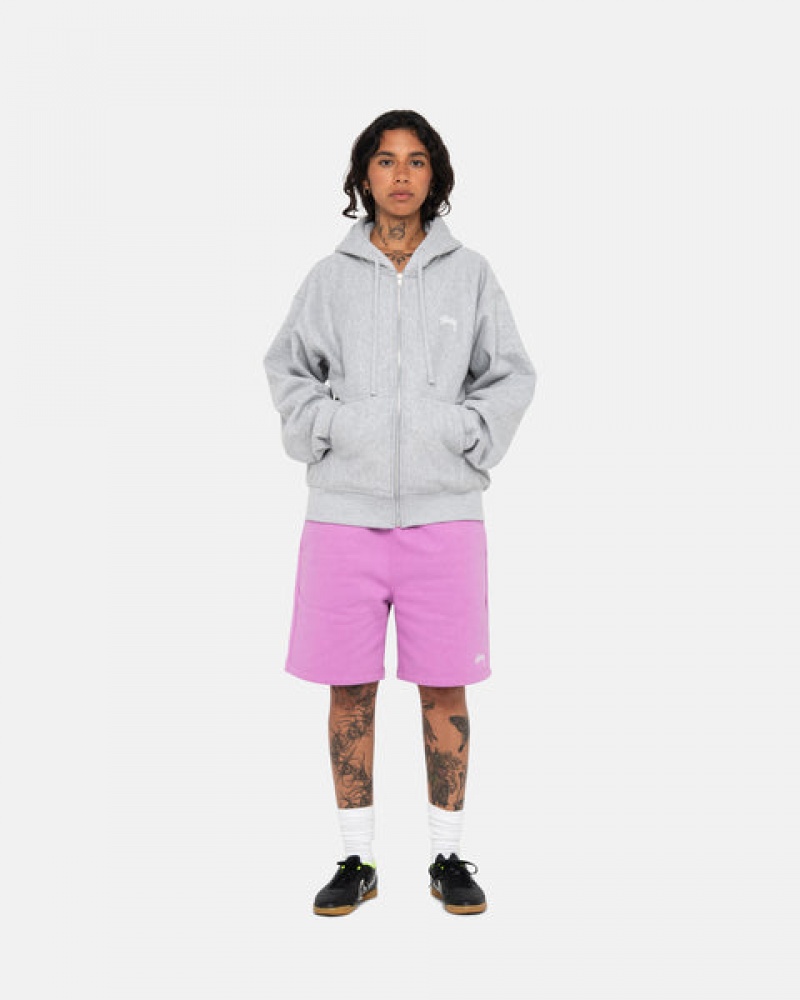 Men's Stussy Stock Logo Sweatshorts Purple Dubai | UAE NFK-9725