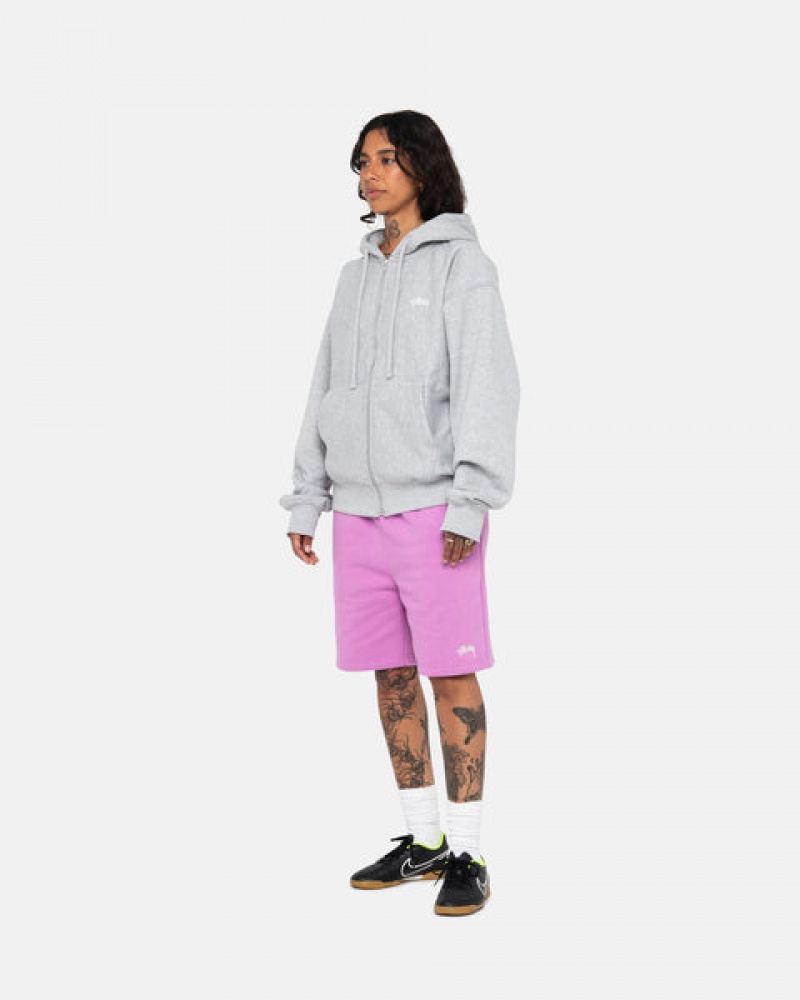 Men's Stussy Stock Logo Sweatshorts Purple Dubai | UAE NFK-9725