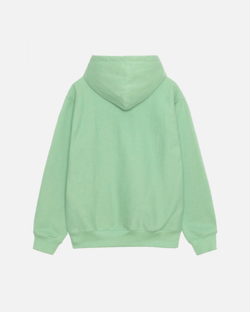 Men's Stussy Stock Logo Zip Hood Sweatshirts Green Dubai | UAE SUC-7696