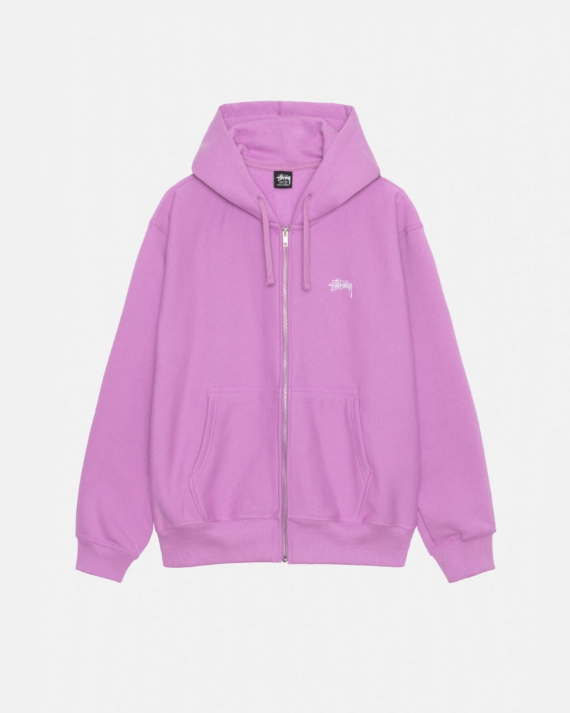 Men\'s Stussy Stock Logo Zip Hood Sweatshirts Purple Dubai | UAE AUS-7842