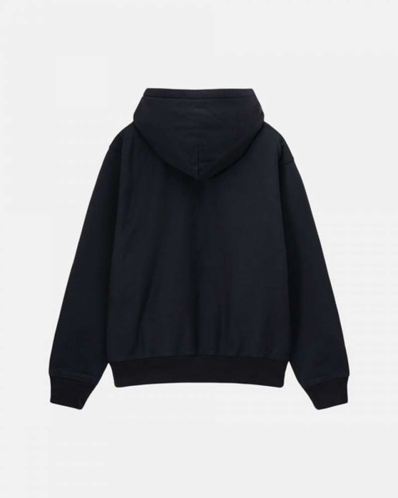 Men's Stussy Stock Logo Zip Hoodie Black Dubai | UAE AID-5159