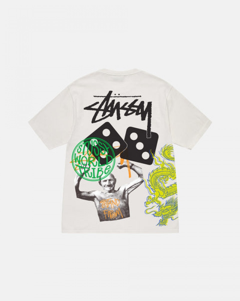 Men's Stussy Strike Pigment Dyed Tees Beige Dubai | UAE LIH-1860