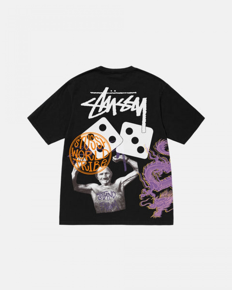 Men's Stussy Strike Pigment Dyed Tees Black Dubai | UAE ZFC-3777