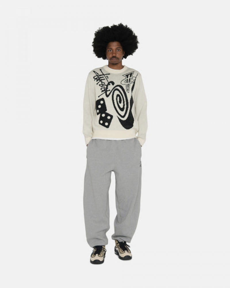 Men's Stussy Fleece Pant Sweatpants Dark Grey Dubai | UAE LWW-3407