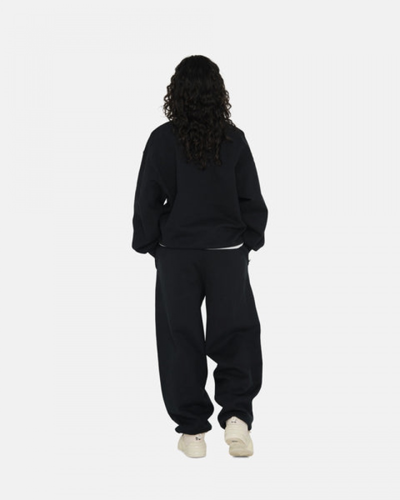 Men's Stussy Stone Wash Fleece Pant Sweatpants Black Dubai | UAE BBU-3032