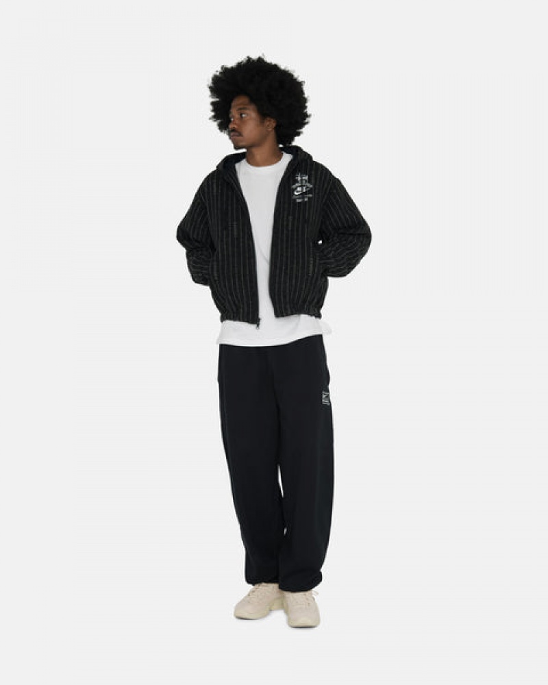 Men's Stussy Stone Wash Fleece Pant Sweatpants Black Dubai | UAE BBU-3032