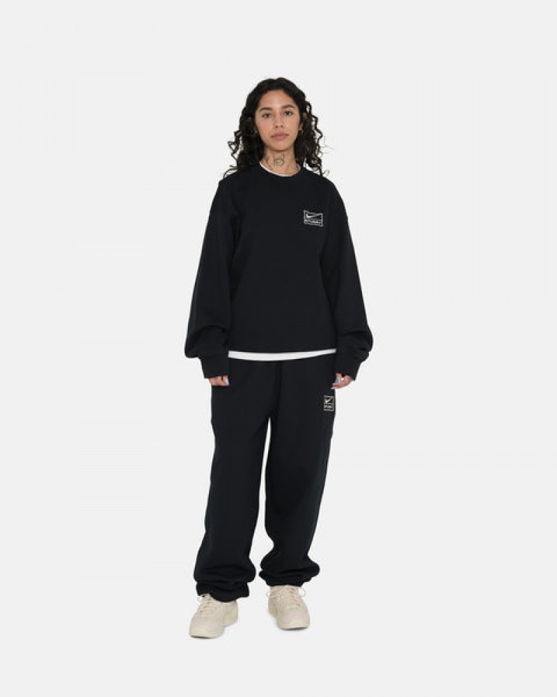 Men's Stussy Stone Wash Fleece Pant Sweatpants Black Dubai | UAE BBU-3032