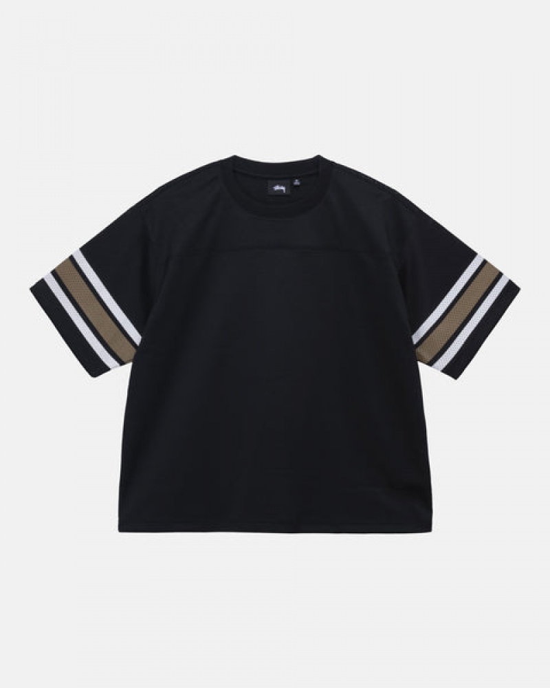 Men's Stussy Surfman Mesh Football Jersey Tops Black Dubai | UAE YVL-1047