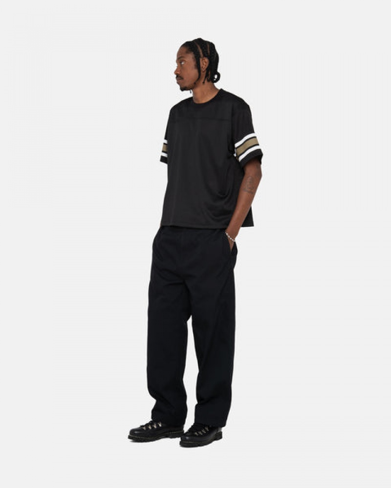 Men's Stussy Surfman Mesh Football Jersey Tops Black Dubai | UAE YVL-1047