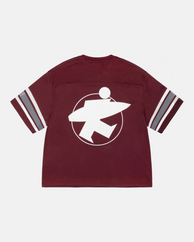 Men\'s Stussy Surfman Mesh Football Jersey Tops Burgundy Dubai | UAE GDJ-7407