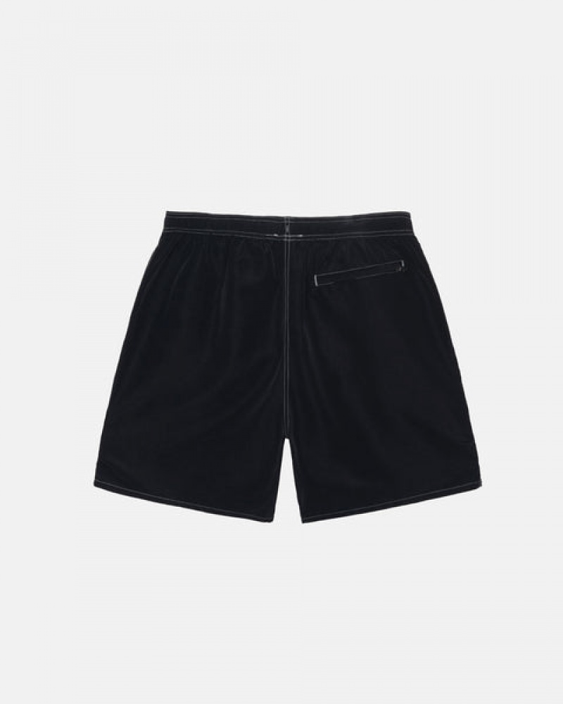 Men's Stussy Surfman Patch Water Short Swimwear Black Dubai | UAE YRO-0244