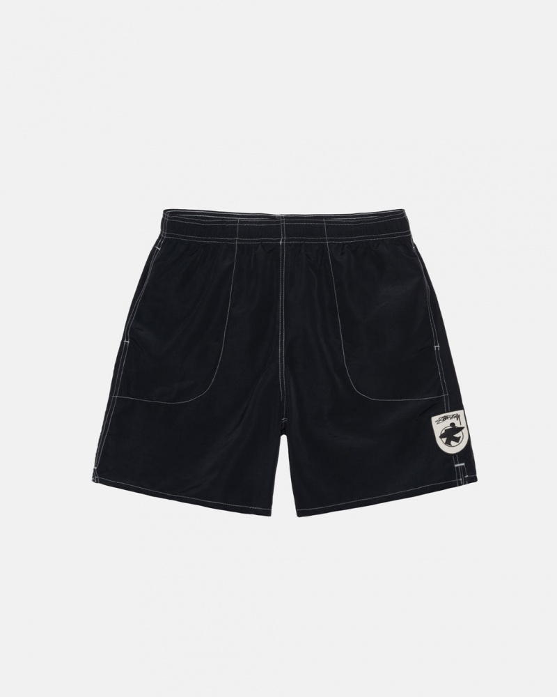 Men\'s Stussy Surfman Patch Water Short Swimwear Black Dubai | UAE YRO-0244