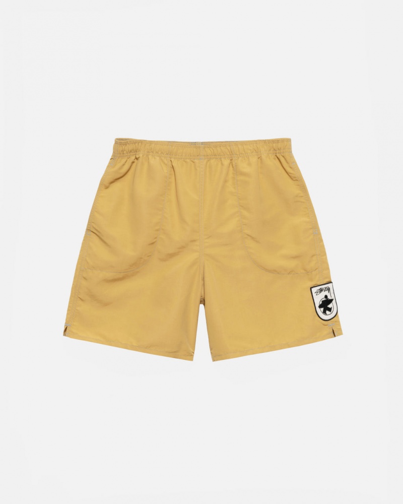 Men\'s Stussy Surfman Patch Water Short Swimwear Yellow Dubai | UAE TQQ-0679