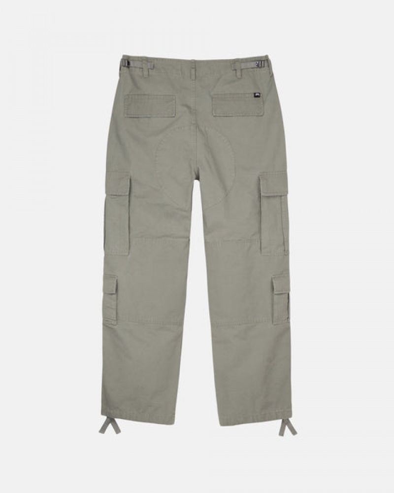 Men's Stussy Surplus Cargo Ripstop Pants Olive Dubai | UAE HDY-4640