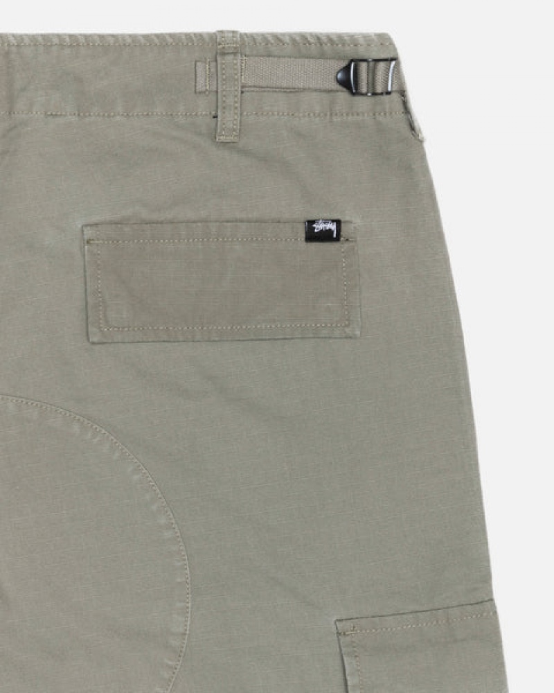 Men's Stussy Surplus Cargo Ripstop Pants Olive Dubai | UAE HDY-4640