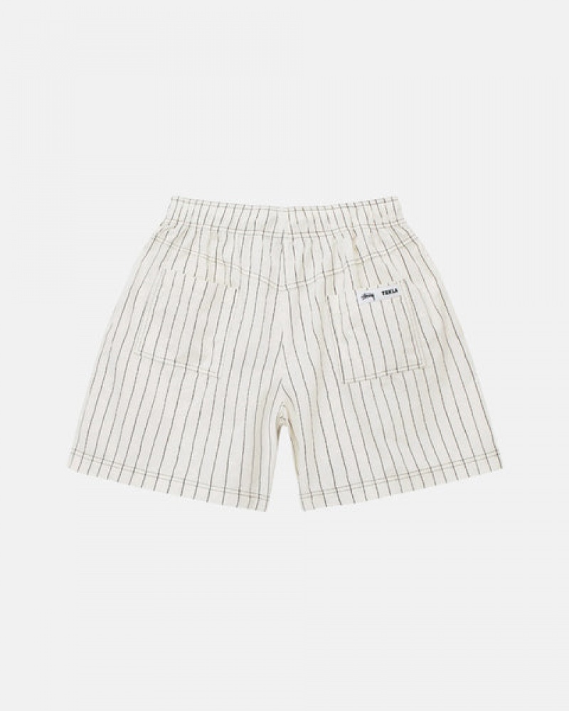 Men's Stussy Tekla Poplin Pyjama Shorts Beige Dubai | UAE HJZ-1623