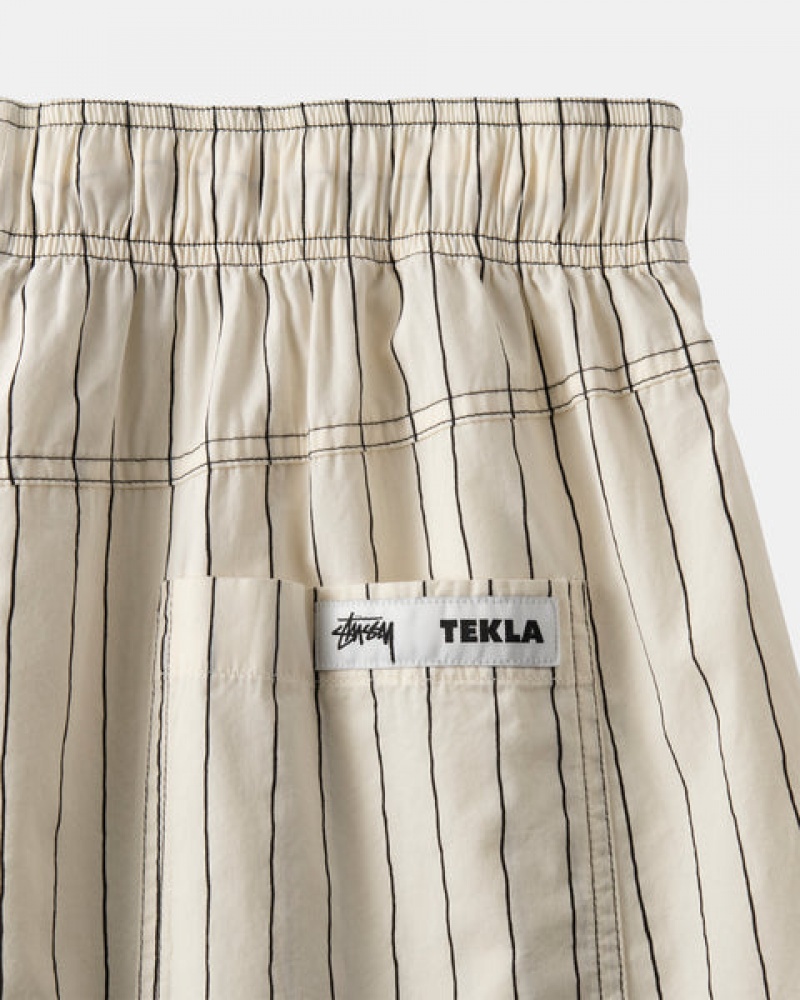 Men's Stussy Tekla Poplin Pyjama Shorts Beige Dubai | UAE HJZ-1623