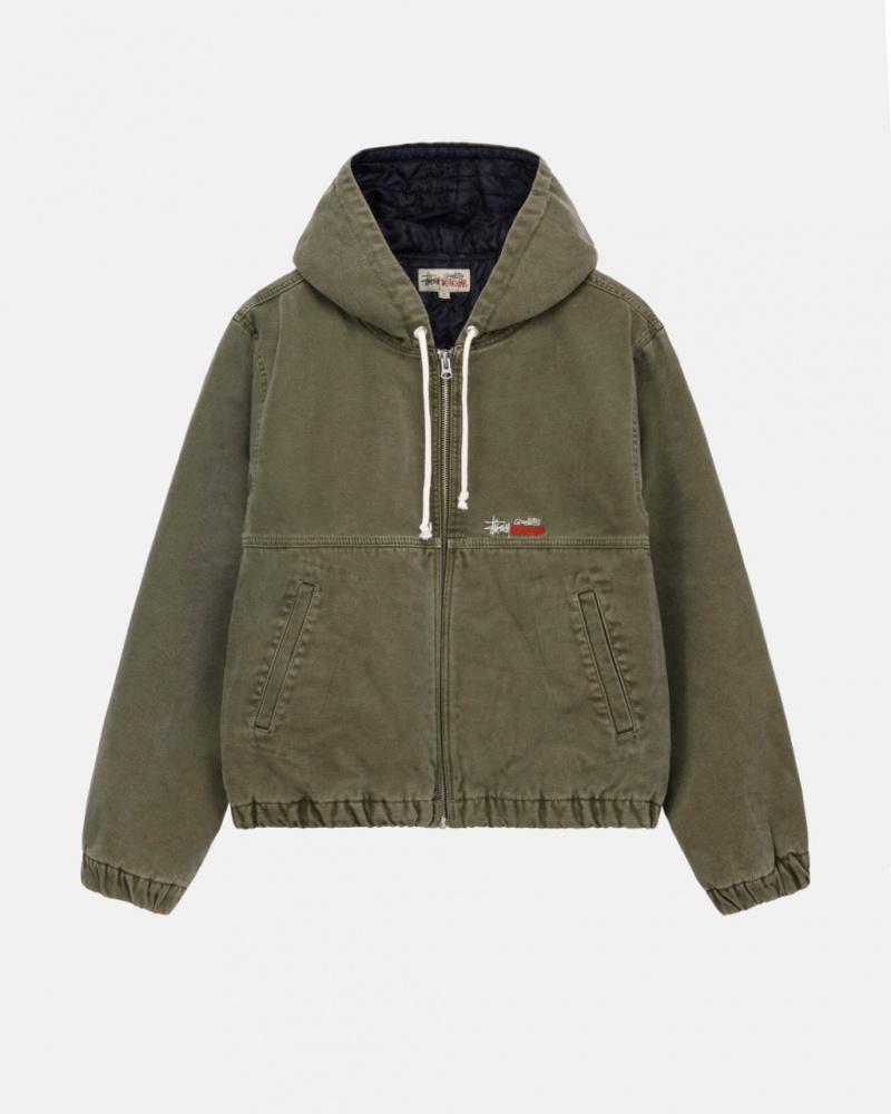 Men\'s Stussy Work Jacket Insulated Canvas Jackets Olive Dubai | UAE ZFT-9937