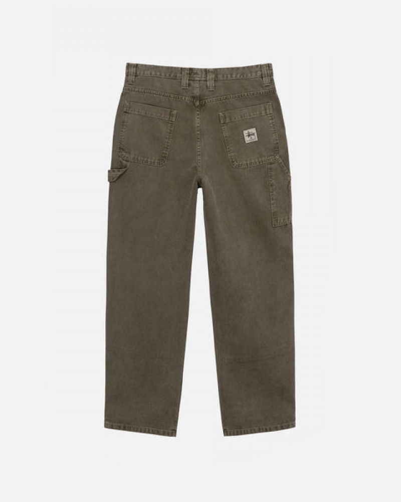 Men's Stussy Work Pant Canvas Pants Olive Dubai | UAE RPA-6056