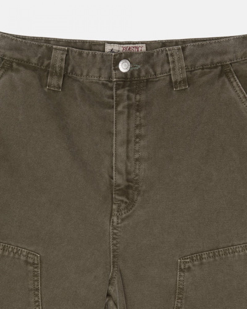 Men's Stussy Work Pant Canvas Pants Olive Dubai | UAE RPA-6056