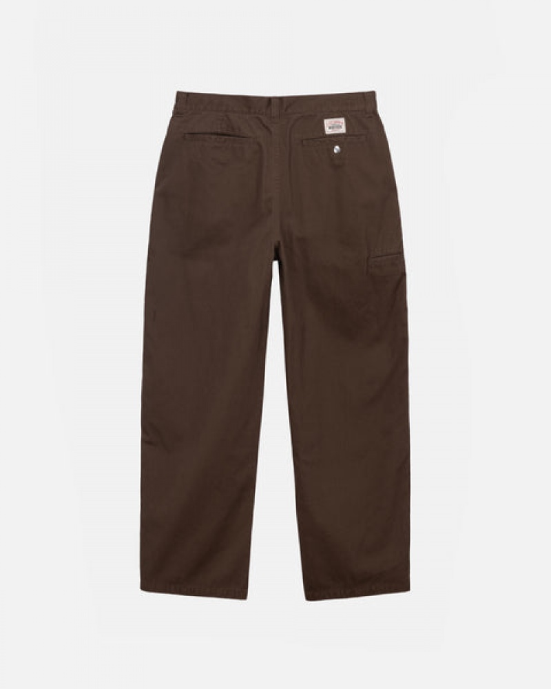 Men's Stussy Workgear Trouser Twill Pants Brown Dubai | UAE XPZ-8940