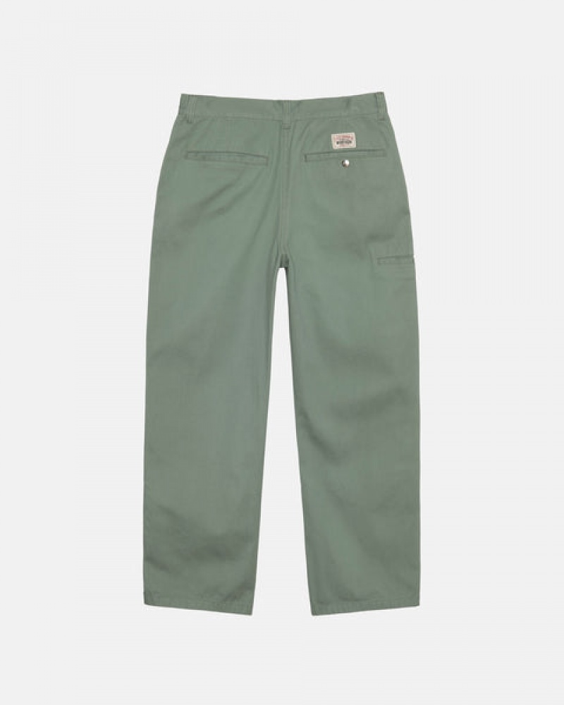 Men's Stussy Workgear Trouser Twill Pants Green Dubai | UAE FSV-0800