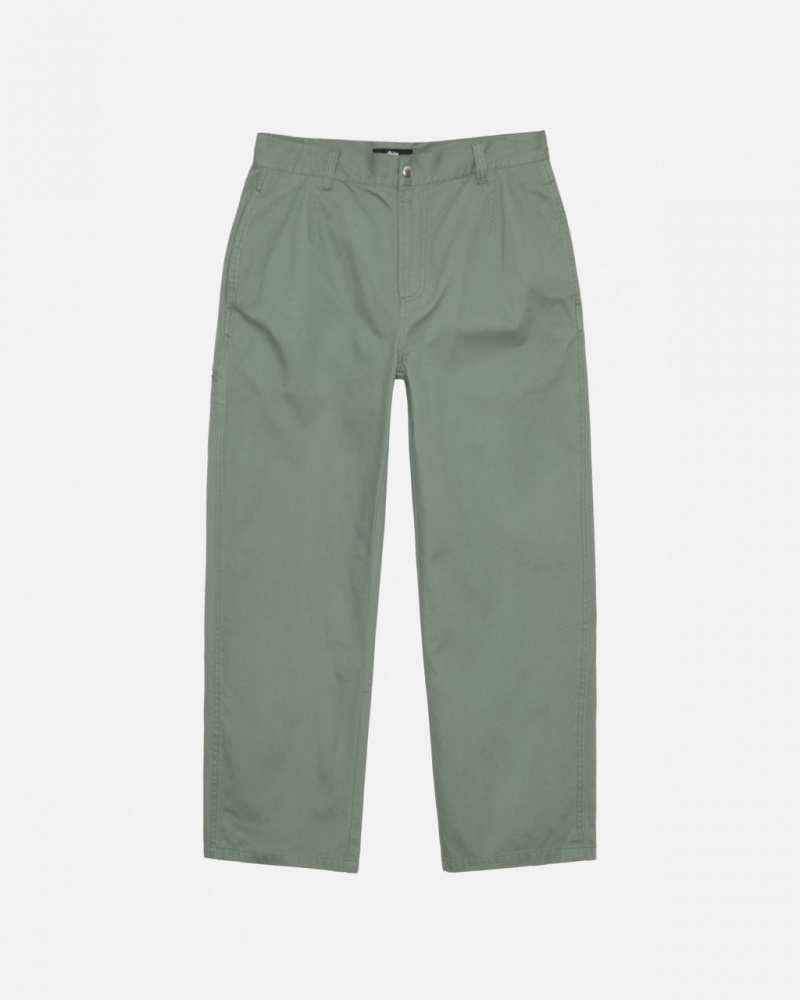 Men\'s Stussy Workgear Trouser Twill Pants Green Dubai | UAE FSV-0800