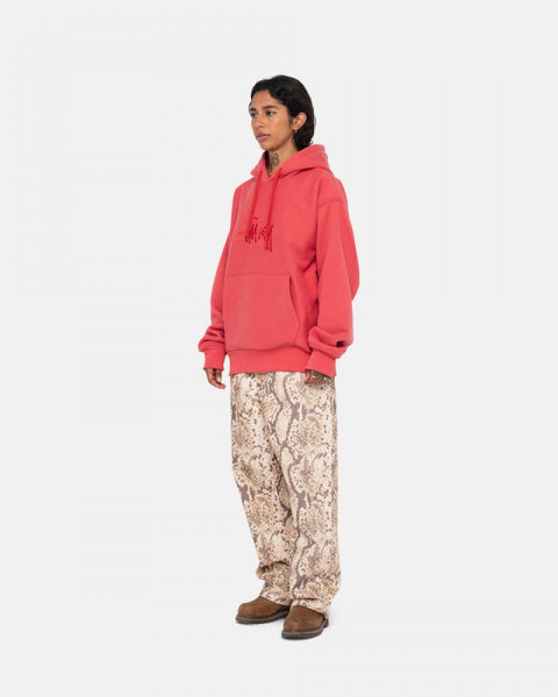 Women's Stussy Basic Applique Hood Sweatshirts Red Dubai | UAE PHZ-5472