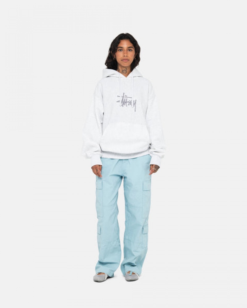 Women's Stussy Basic Applique Hoodie Grey Dubai | UAE MAF-8842