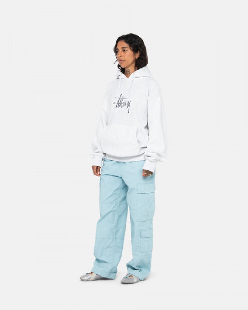 Women's Stussy Basic Applique Hoodie Grey Dubai | UAE MAF-8842