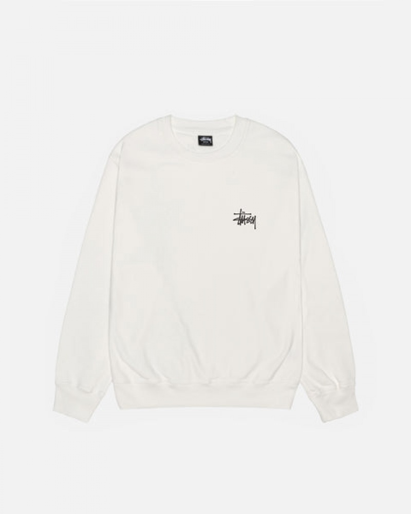 Women's Stussy Basic Stüssy Pigment Dyed Crew Sweatshirts Beige Dubai | UAE WZN-7551