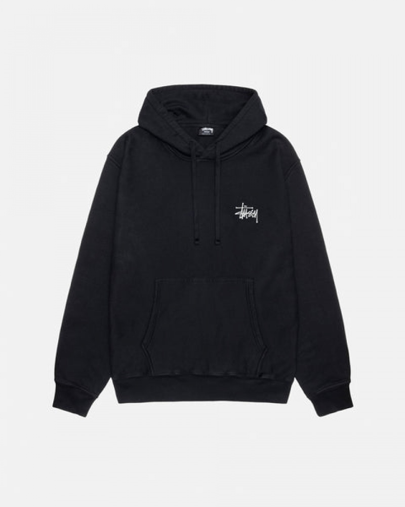 Women's Stussy Basic Stüssy Pigment Dyed Hoodie Sweatshirts Black Dubai | UAE CAU-5938