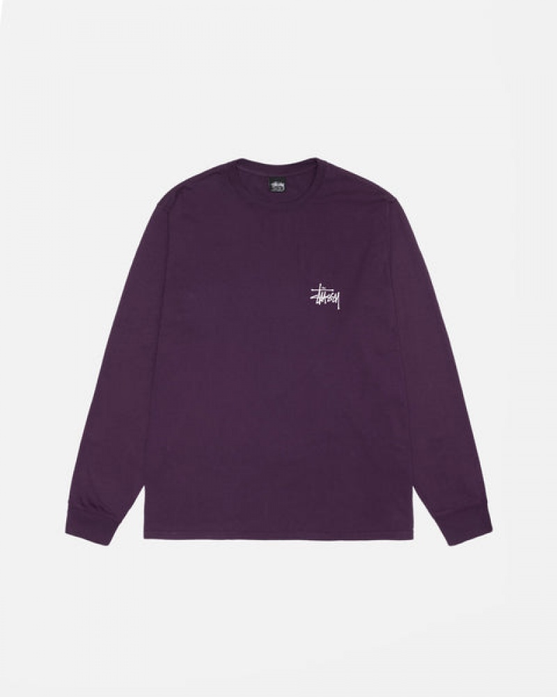 Women's Stussy Basic Stussy LS Tee Pigment Dyed Tees Purple Dubai | UAE YNA-5583