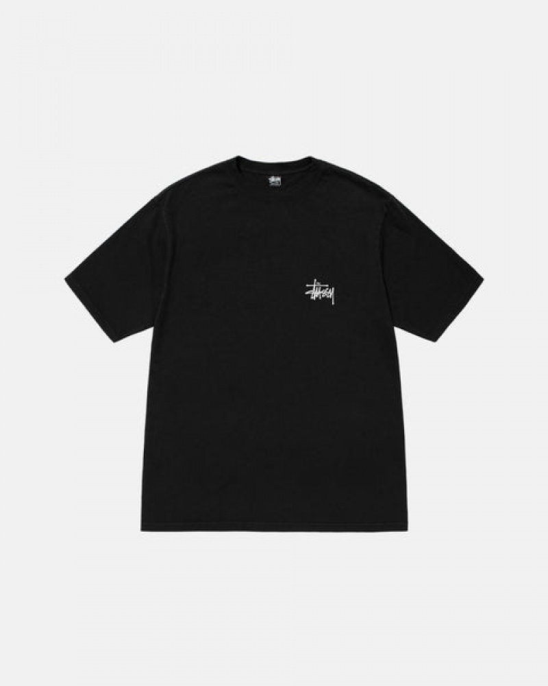 Women's Stussy Basic Stussy Pigment Dyed Tees Black Dubai | UAE KJQ-8942