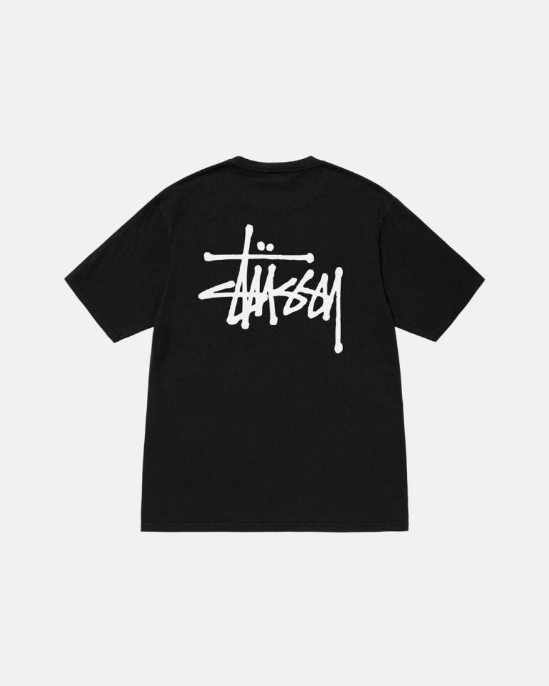 Women\'s Stussy Basic Stussy Pigment Dyed Tees Black Dubai | UAE KJQ-8942