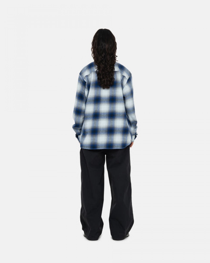 Women's Stussy Bay Plaid Shirts Navy Dubai | UAE VFU-8041