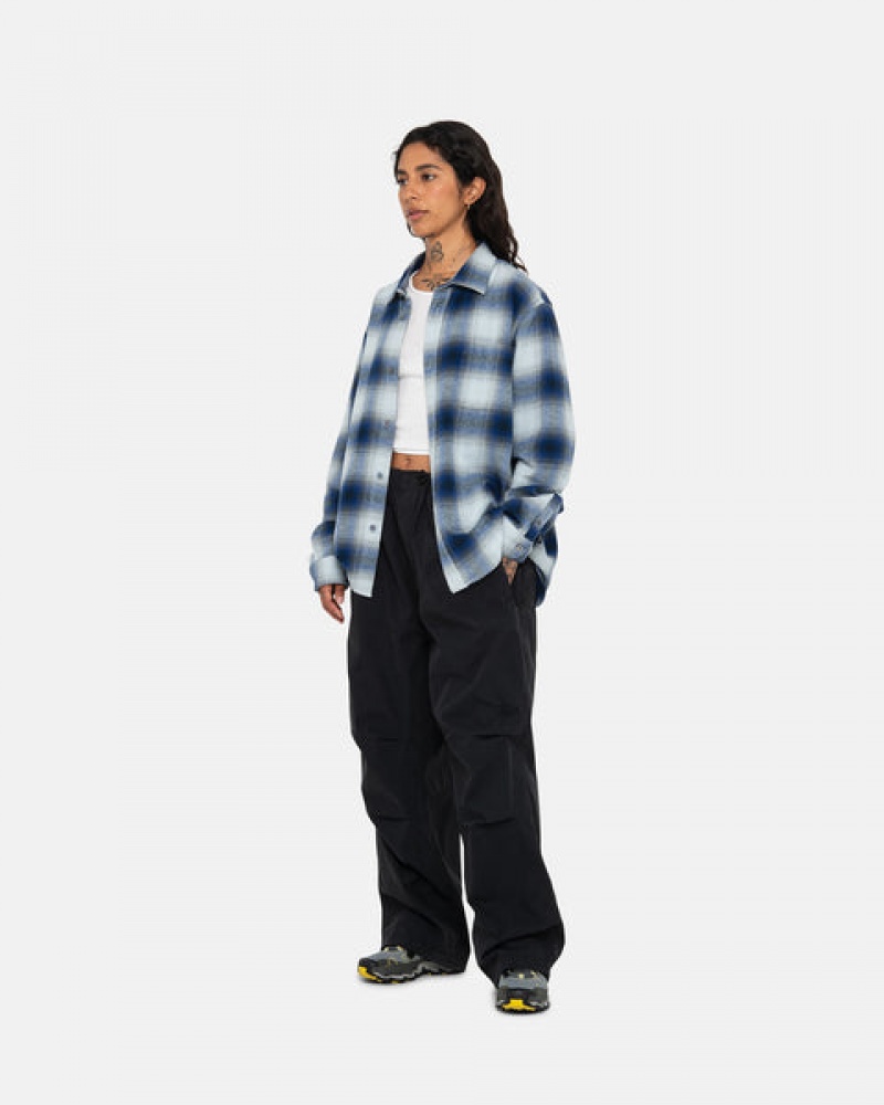 Women's Stussy Bay Plaid Shirts Navy Dubai | UAE VFU-8041