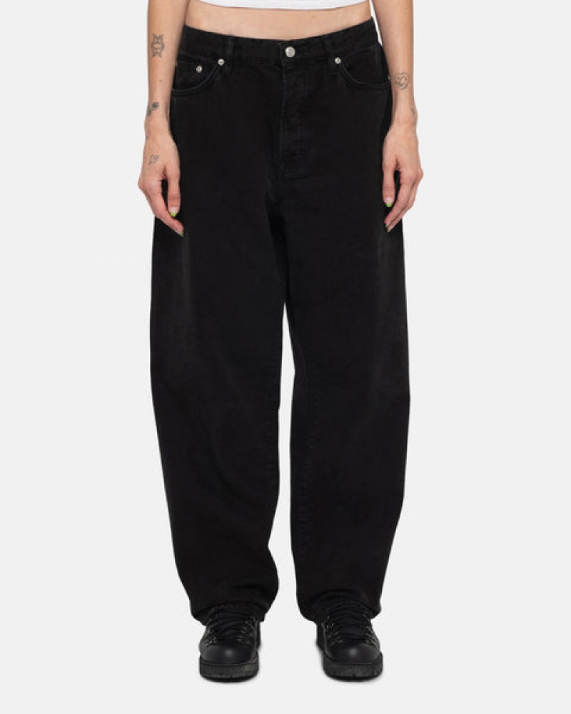 Women's Stussy Big Ol' Jean Washed Canvas Pants Black Dubai | UAE TEZ-4618