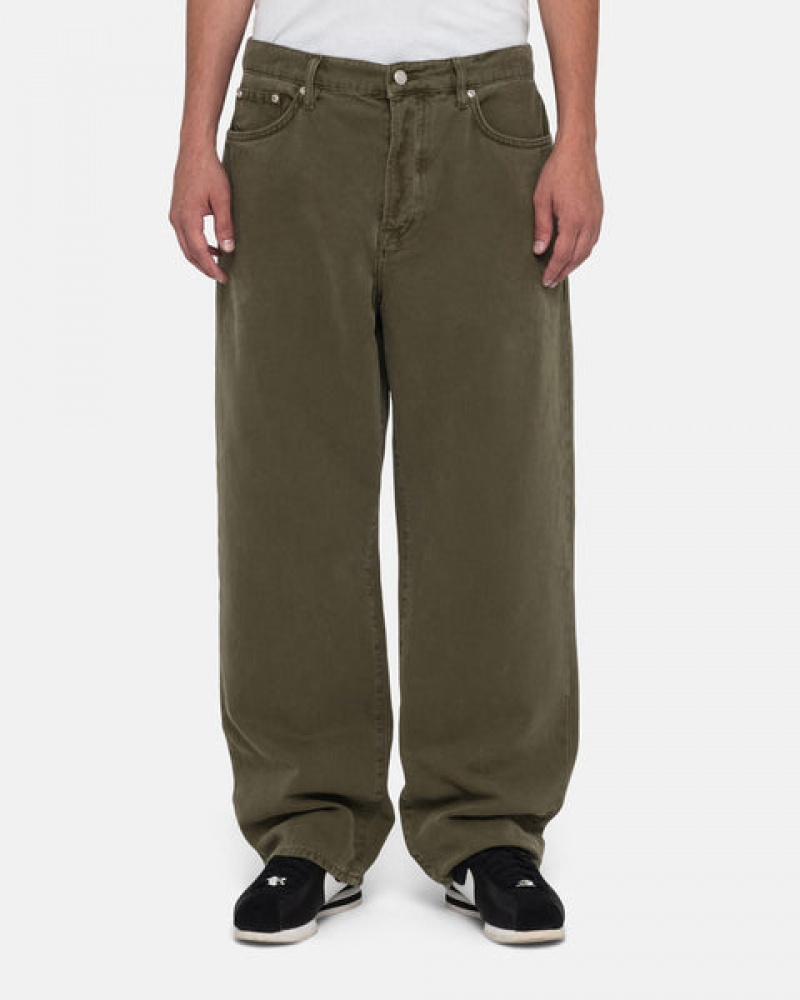 Women's Stussy Big Ol' Jean Washed Canvas Pants Olive Dubai | UAE ZUQ-3003