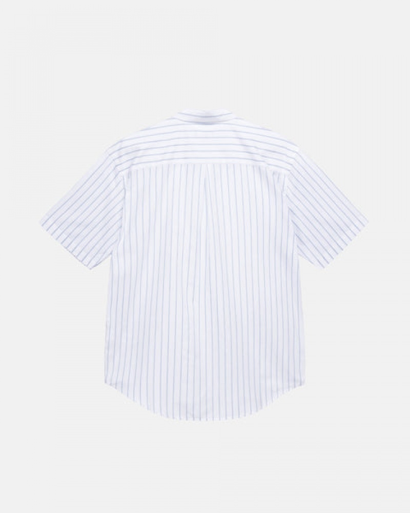 Women's Stussy Boxy Striped Shirts White Dubai | UAE FJL-6816