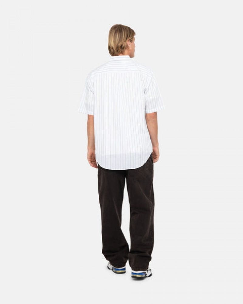 Women's Stussy Boxy Striped Shirts White Dubai | UAE FJL-6816