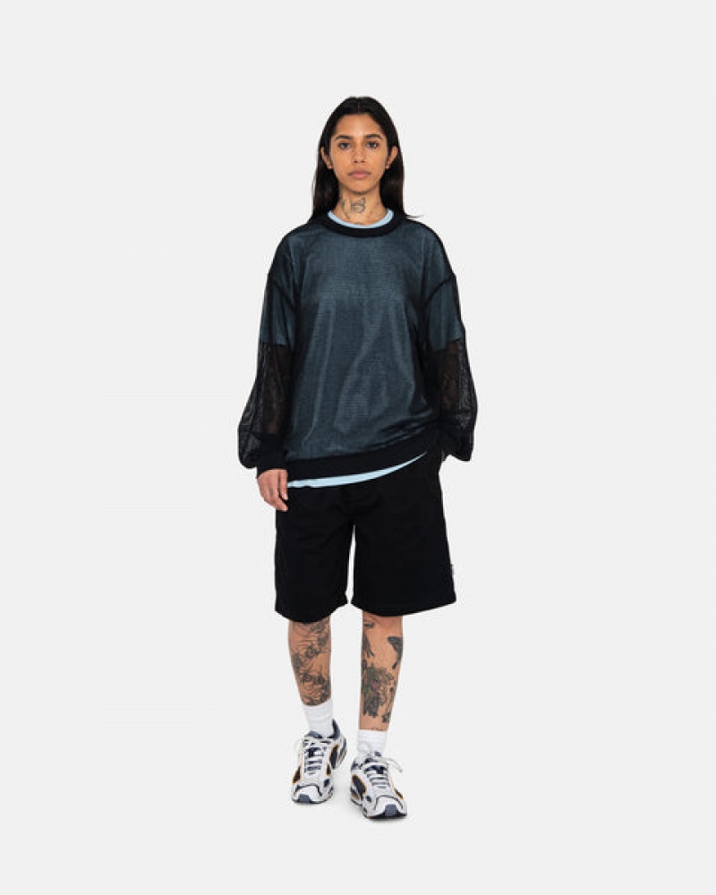 Women's Stussy Brushed Beach Shorts Black Dubai | UAE KOF-9503