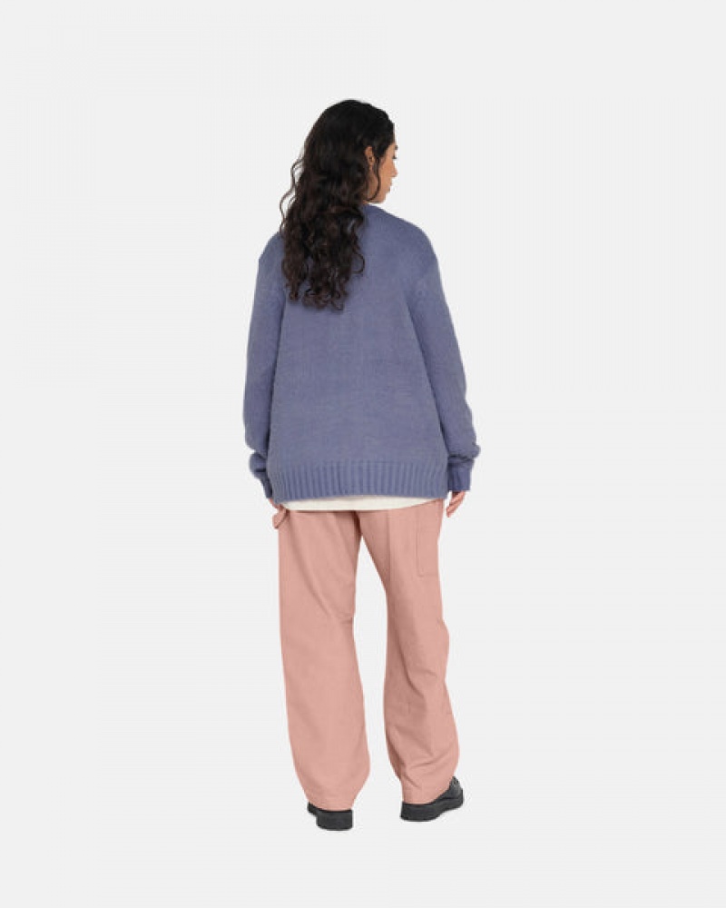 Women's Stussy Brushed Cardigan Sweaters Purple Dubai | UAE KBP-9067