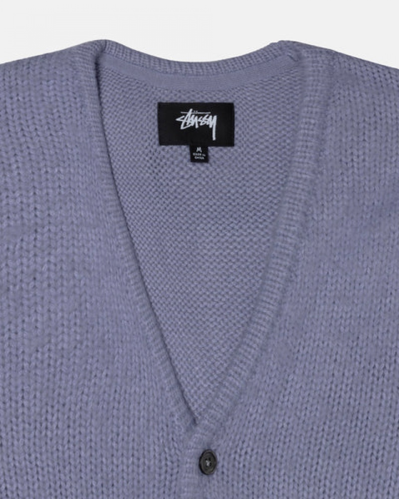 Women's Stussy Brushed Cardigan Sweaters Purple Dubai | UAE KBP-9067