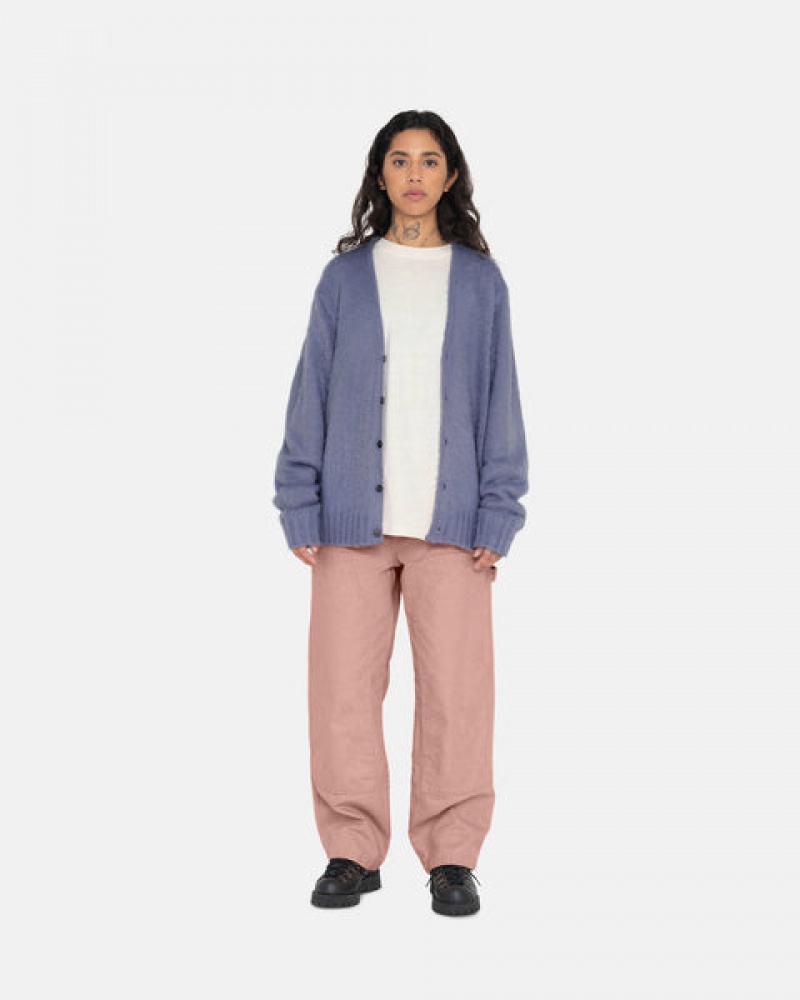 Women's Stussy Brushed Cardigan Sweaters Purple Dubai | UAE KBP-9067