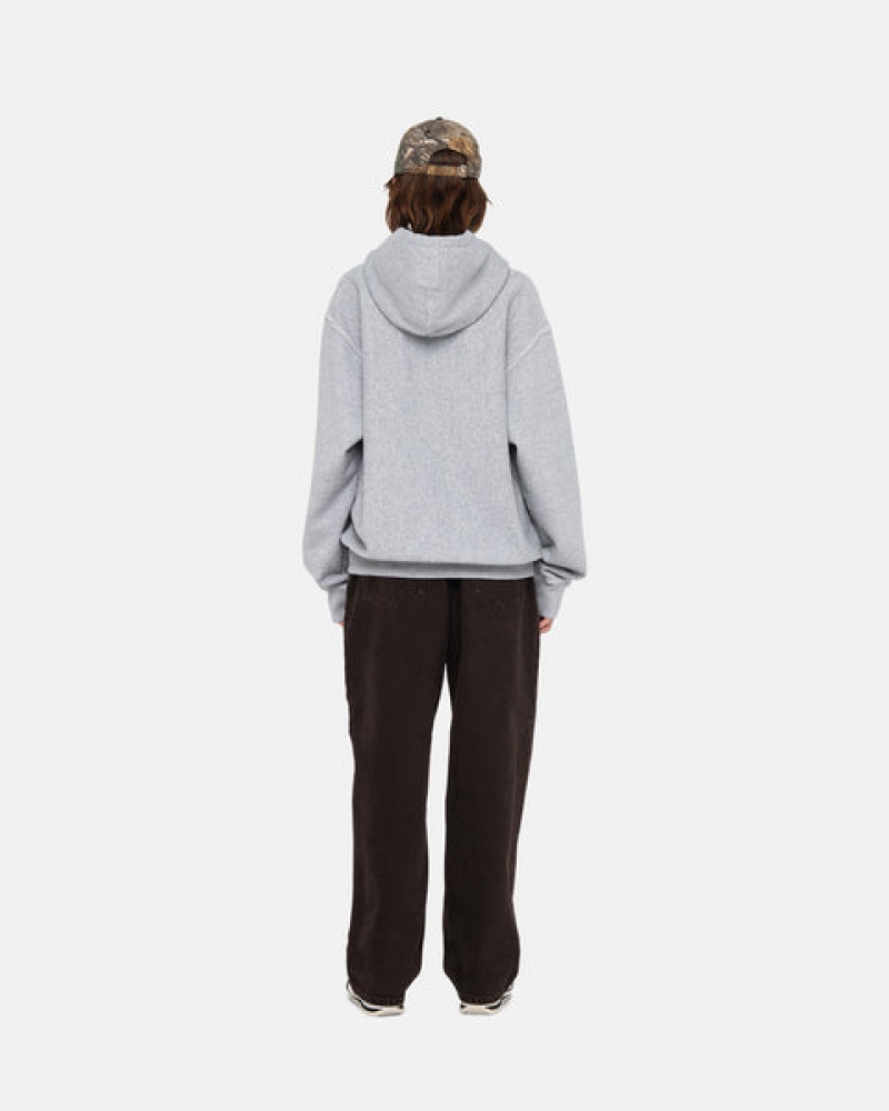 Women's Stussy Contrast Stitch Label Hoodie Grey Dubai | UAE GEF-7760