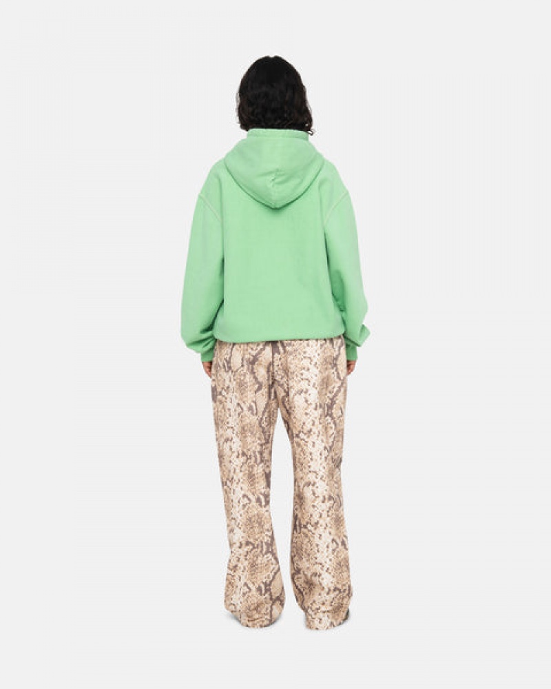 Women's Stussy Contrast Stitch Label Hood Sweatshirts Green Dubai | UAE AIC-0680