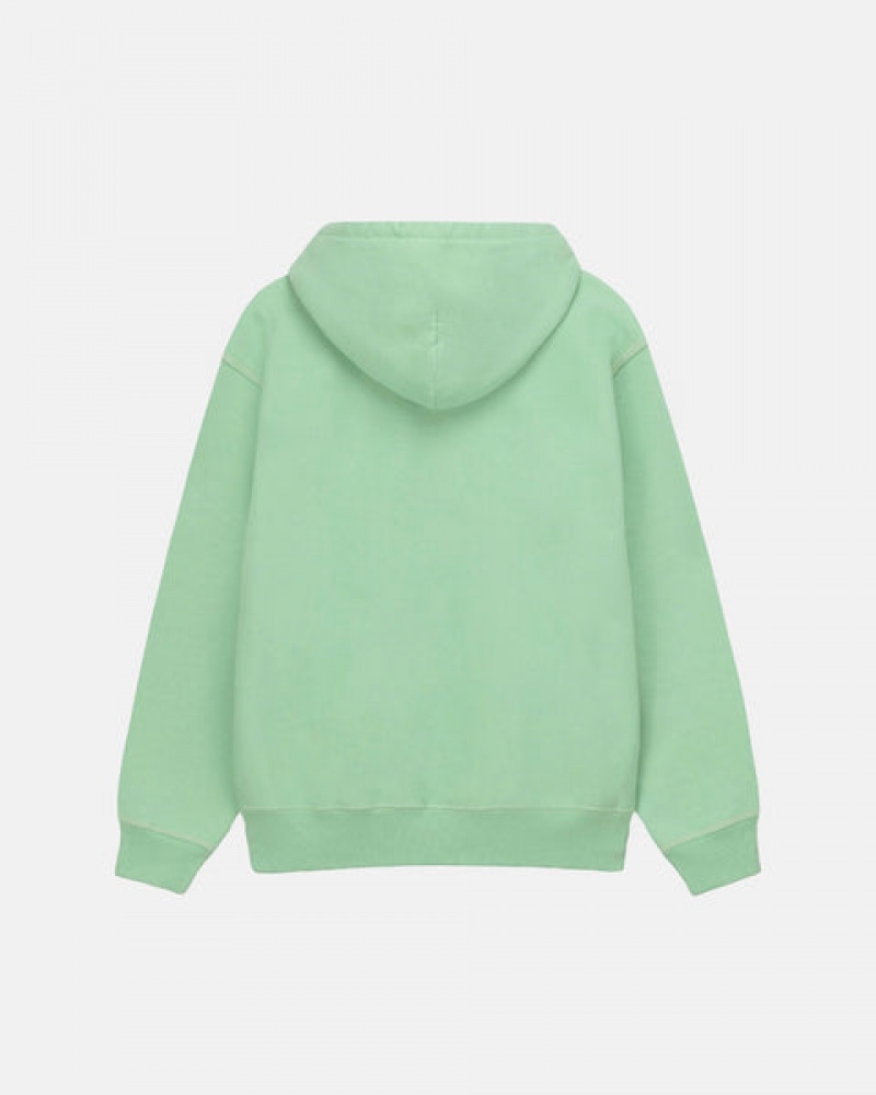 Women's Stussy Contrast Stitch Label Hood Sweatshirts Green Dubai | UAE AIC-0680